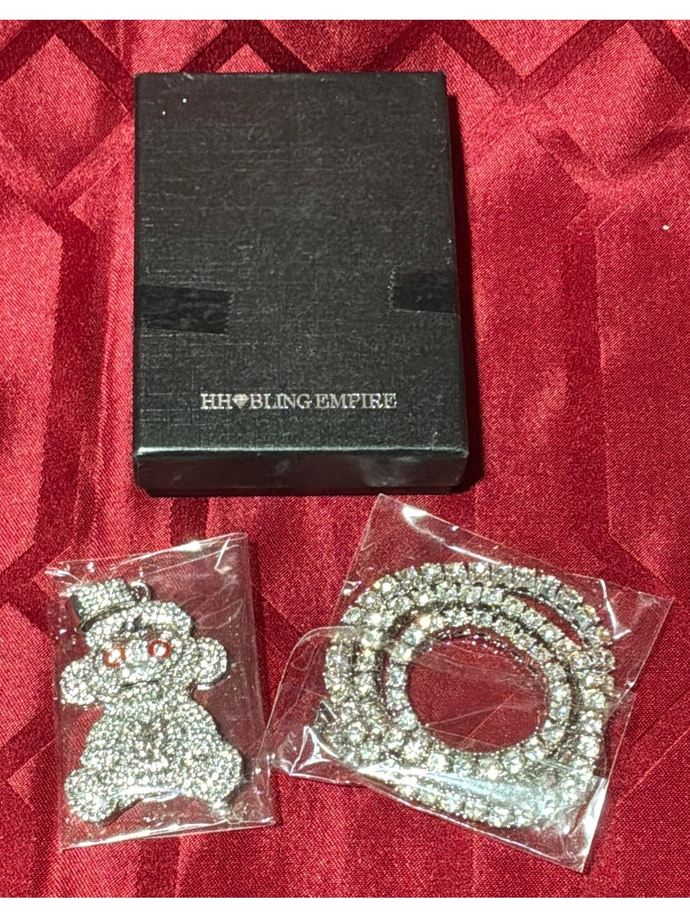 HH Bling Empire Rhinestone Bear Charm and Matching Rhinestone Chain
